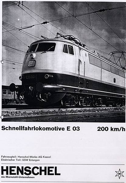Schnellfahrlokomotive E 03 - mit Klick zurück zur Reklame-Übersicht